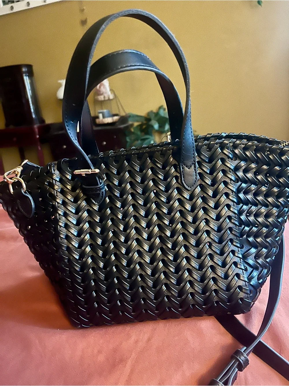 Black Woven Satchel